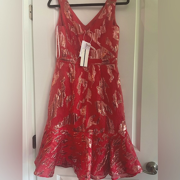 Marchesa Notte Ruffle Hem Cocktail Dress - Coral Size 2 - BRAND NEW with tags - Picture 4 of 5